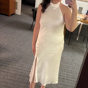 Elegant High Neck White Dress